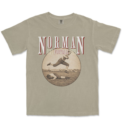 T-shirt with 'Norman Football' graphic on a beige background