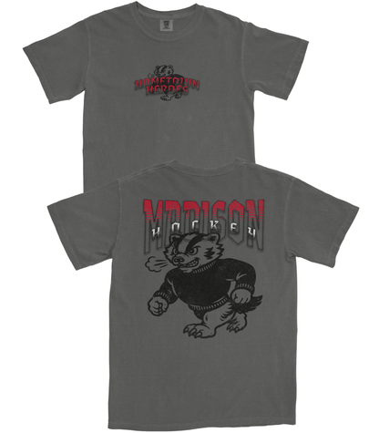 Gray t-shirt with 'Deshtown Hockey' logo on a white background