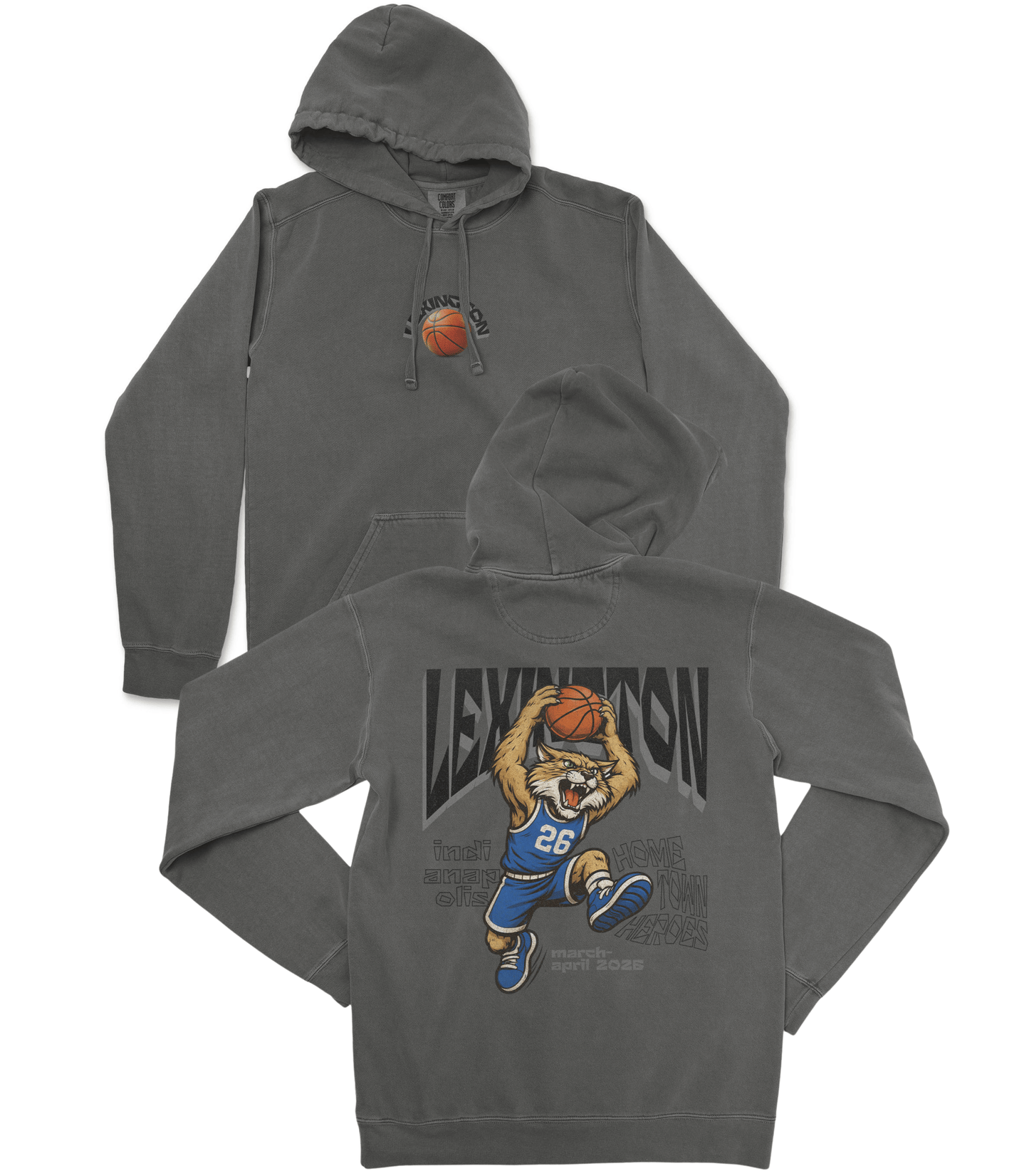 Gray hoodie with a tiger graphic and 'Lexington' text on the back, displayed on a white background.