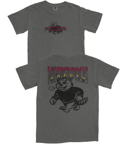 Gray t-shirt with 'Deshtown Hockey' logo on a white background