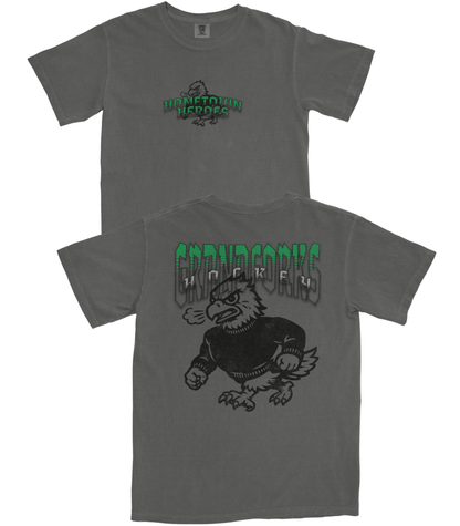 Gray t-shirt with 'Deshtown Hockey' logo on a white background