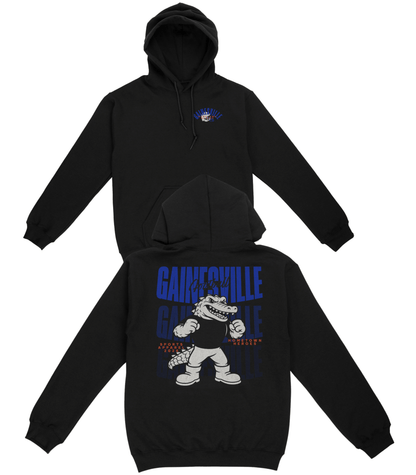 Black hoodie with 'Gainesville Gator' graphic on front and back