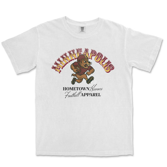 White t-shirt with a graphic of a bear and text on a white background