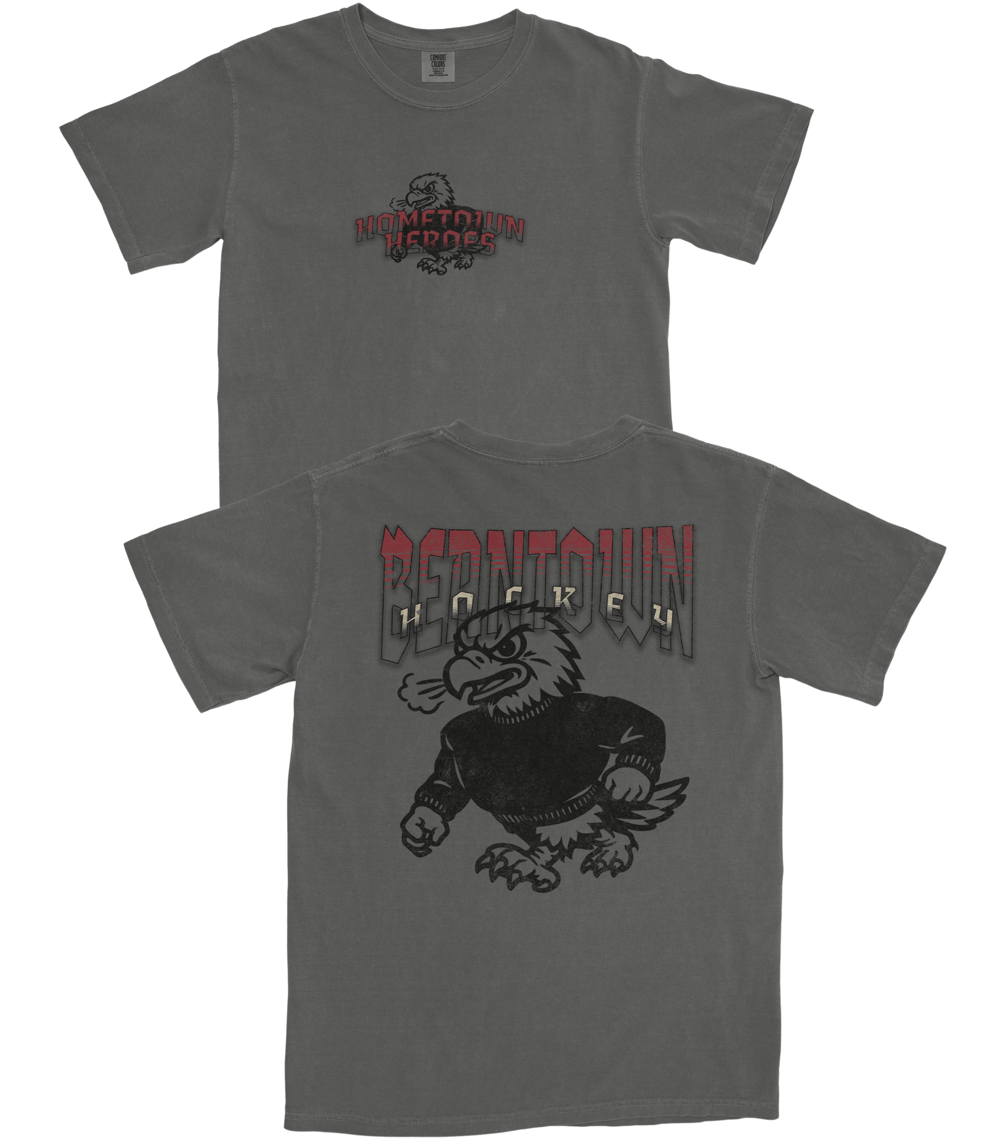 Gray t-shirt with 'Deshtown Hockey' logo on a white background