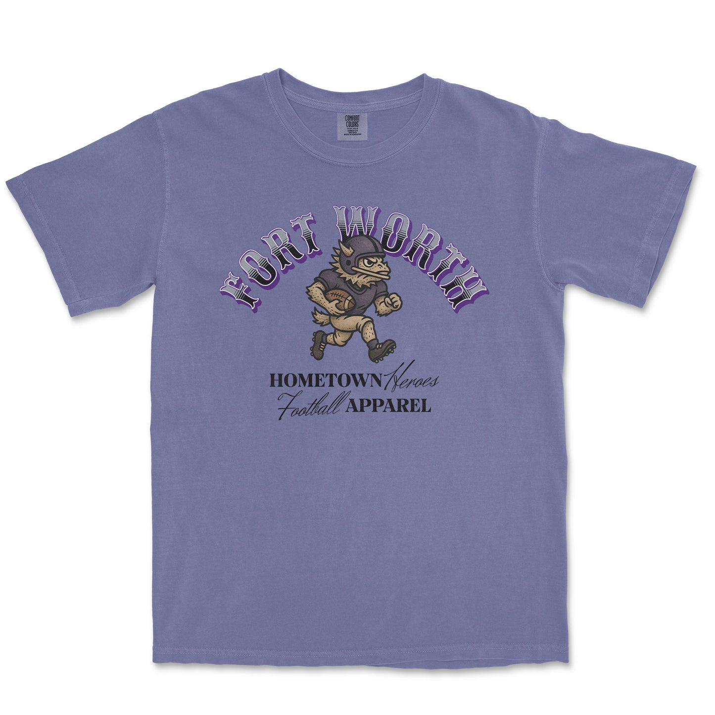 Purple t-shirt with 'Fort Worth' and a bear graphic on a white background