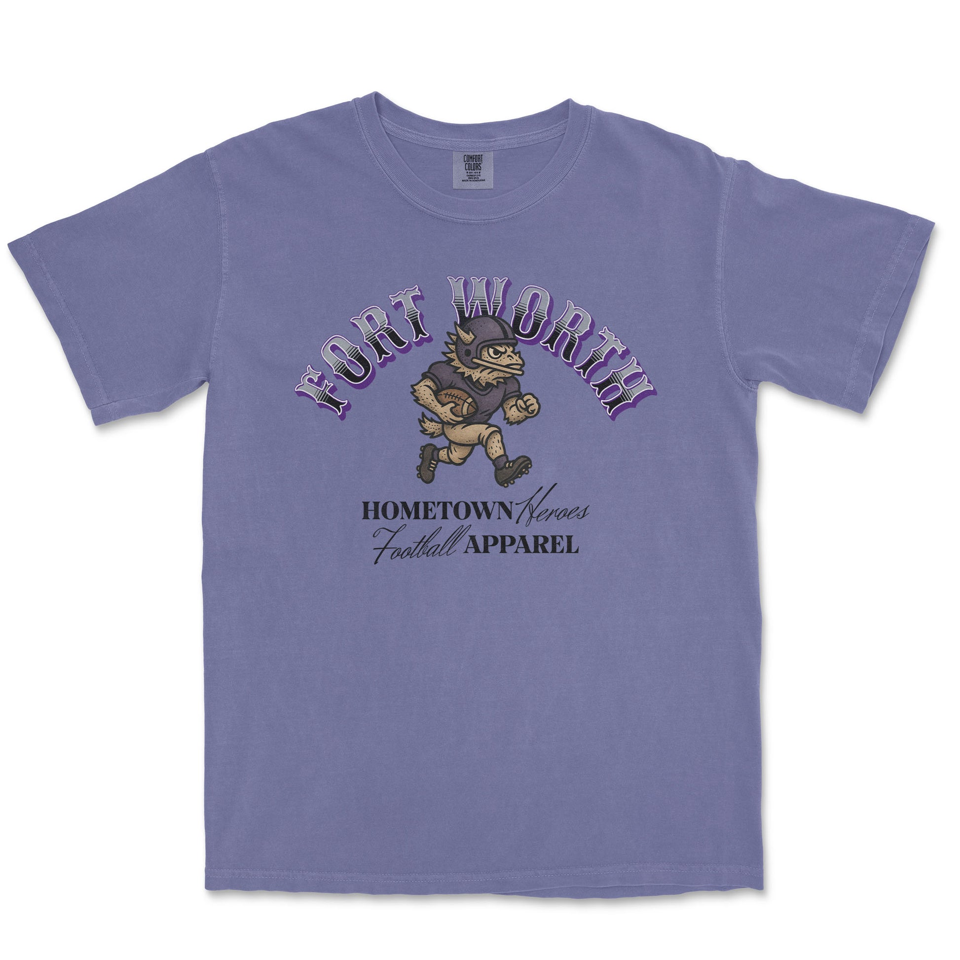 Purple t-shirt with 'Fort Worth' and a bear graphic on a white background