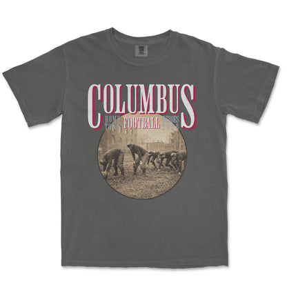 Gray t-shirt with 'Columbus' and football graphic on a white background